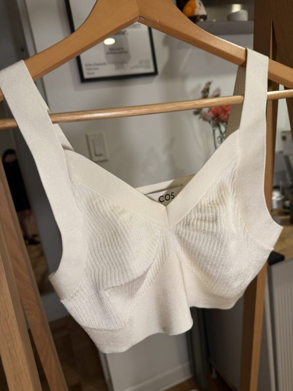 COS Cream Knit Crop Top Sweetheart Neck S - Picture 4 of 4